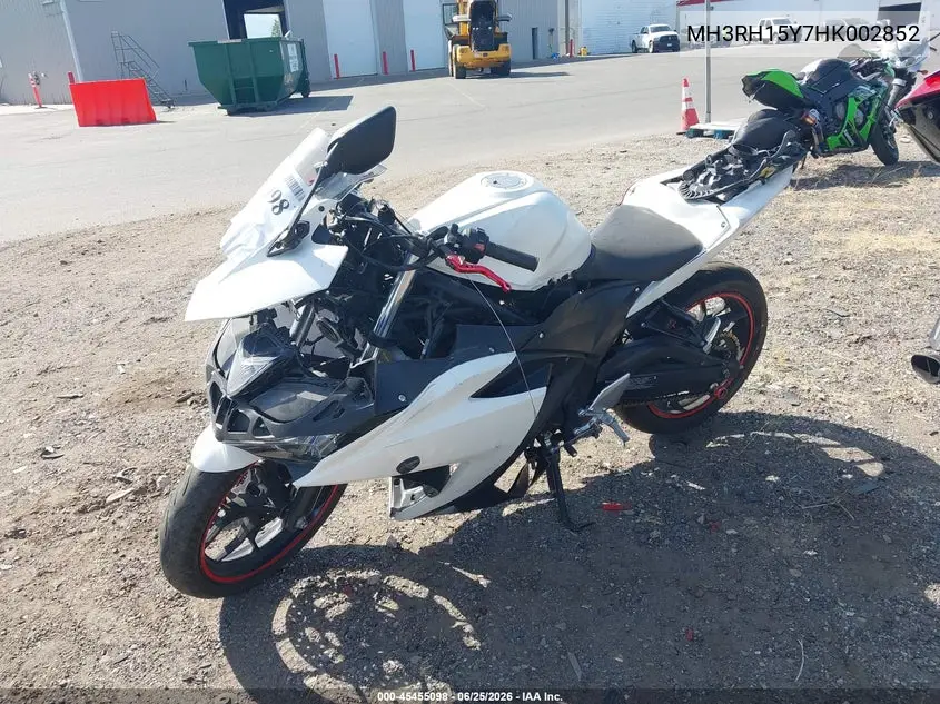 2017 Yamaha Yzfr3 A VIN: MH3RH15Y7HK002852 Lot: 45455098