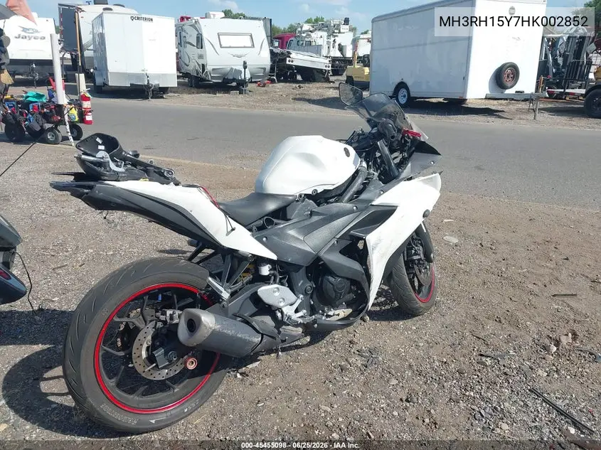 2017 Yamaha Yzfr3 A VIN: MH3RH15Y7HK002852 Lot: 45455098