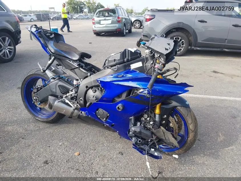 2018 Yamaha Yzfr6 VIN: JYARJ28E4JA002759 Lot: 45559176