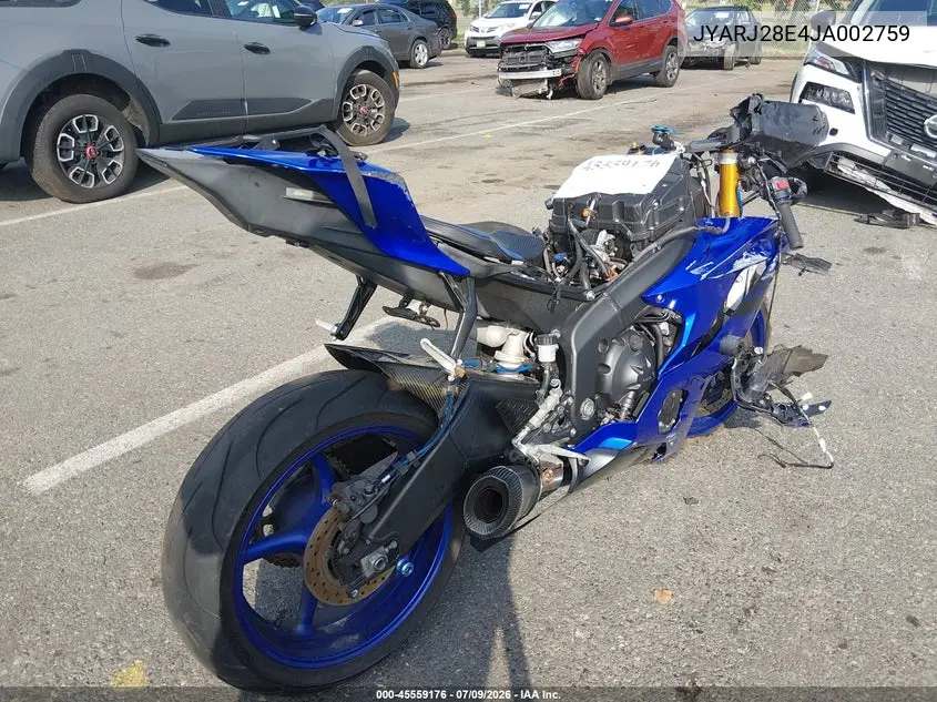 2018 Yamaha Yzfr6 VIN: JYARJ28E4JA002759 Lot: 45559176