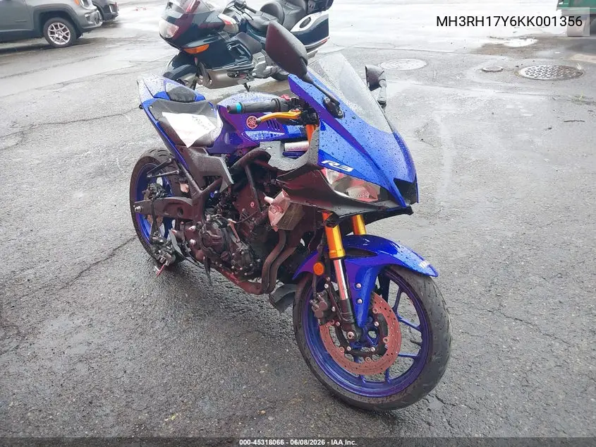 2019 Yamaha Yzfr3 VIN: MH3RH17Y6KK001356 Lot: 45318066
