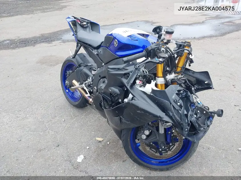 2019 Yamaha Yzfr6 VIN: JYARJ28E2KA004575 Lot: 45570696