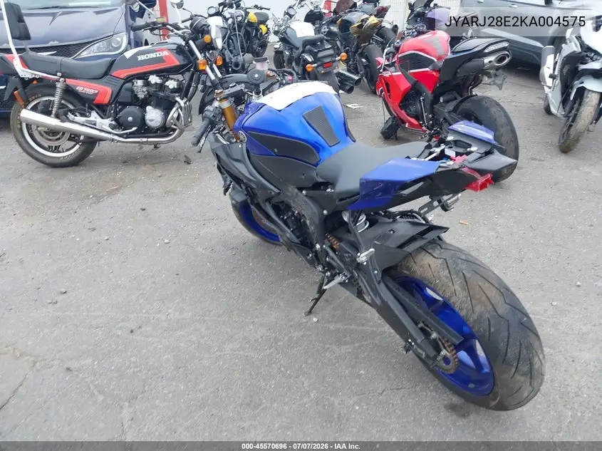 2019 Yamaha Yzfr6 VIN: JYARJ28E2KA004575 Lot: 45570696