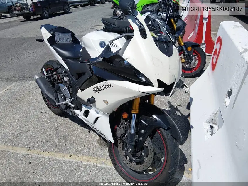 2019 Yamaha Yzfr3 A VIN: MH3RH18Y5KK002187 Lot: 45574394
