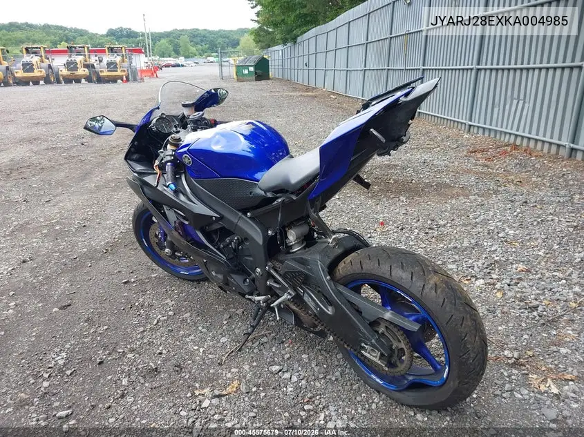 2019 Yamaha Yzfr6 VIN: JYARJ28EXKA004985 Lot: 45575679