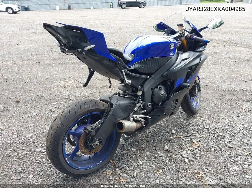 2019 Yamaha Yzfr6 VIN: JYARJ28EXKA004985 Lot: 45575679