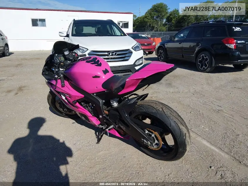 2020 Yamaha Yzfr6 VIN: JYARJ28E7LA007019 Lot: 45423574