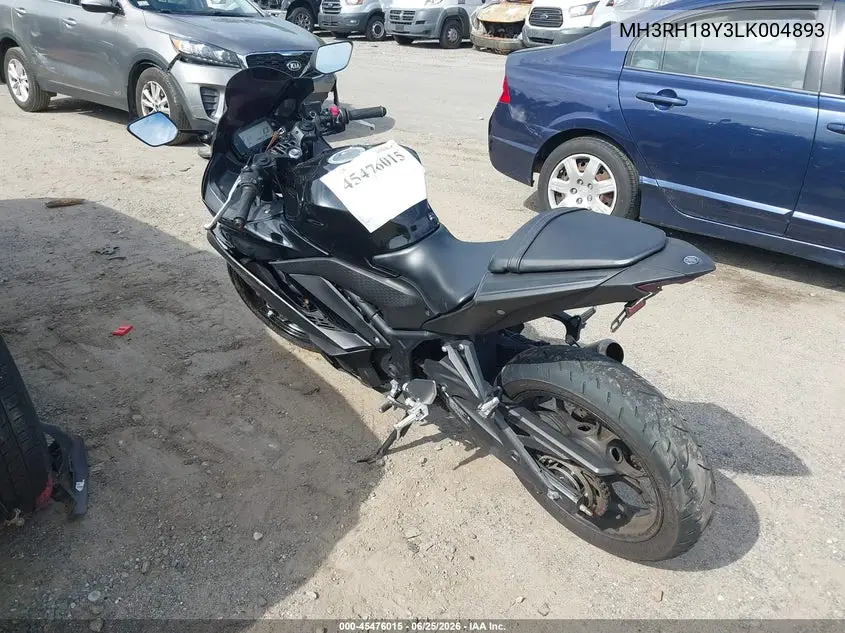 2020 Yamaha Yzfr3 A VIN: MH3RH18Y3LK004893 Lot: 45476015