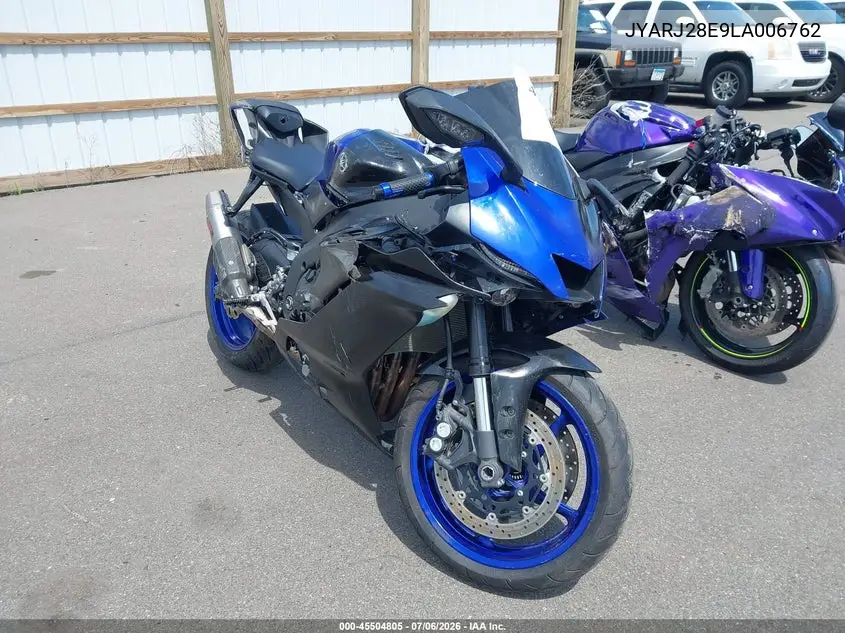 2020 Yamaha Yzfr6 VIN: JYARJ28E9LA006762 Lot: 45504805