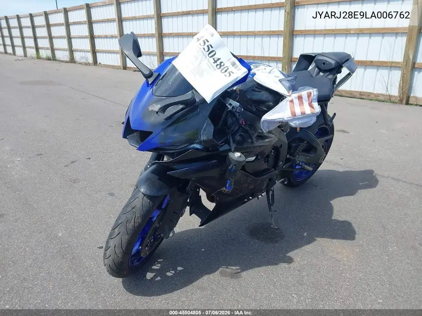 2020 Yamaha Yzfr6 VIN: JYARJ28E9LA006762 Lot: 45504805