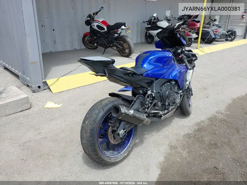 2020 Yamaha Yzfr1 VIN: JYARN66YXLA000381 Lot: 45597806