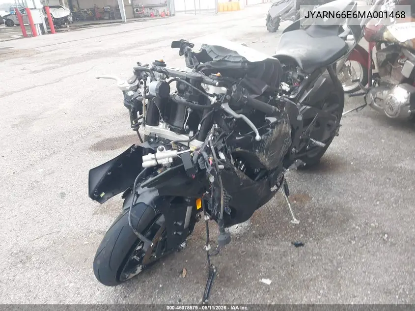 2021 Yamaha Yzfr1 VIN: JYARN66E6MA001468 Lot: 45078579