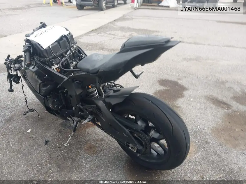 2021 Yamaha Yzfr1 VIN: JYARN66E6MA001468 Lot: 45078579