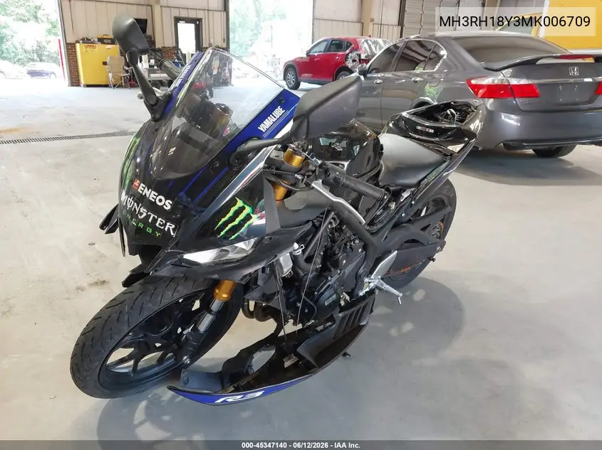 2021 Yamaha Yzfr3 A VIN: MH3RH18Y3MK006709 Lot: 45347140