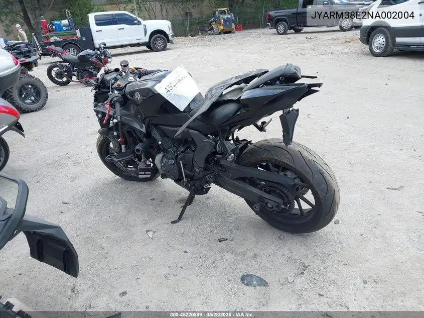 2022 Yamaha Yzfr7 VIN: JYARM38E2NA002004 Lot: 45220599