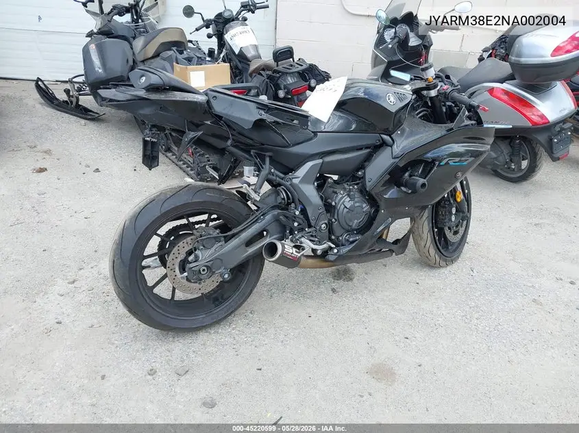 2022 Yamaha Yzfr7 VIN: JYARM38E2NA002004 Lot: 45220599