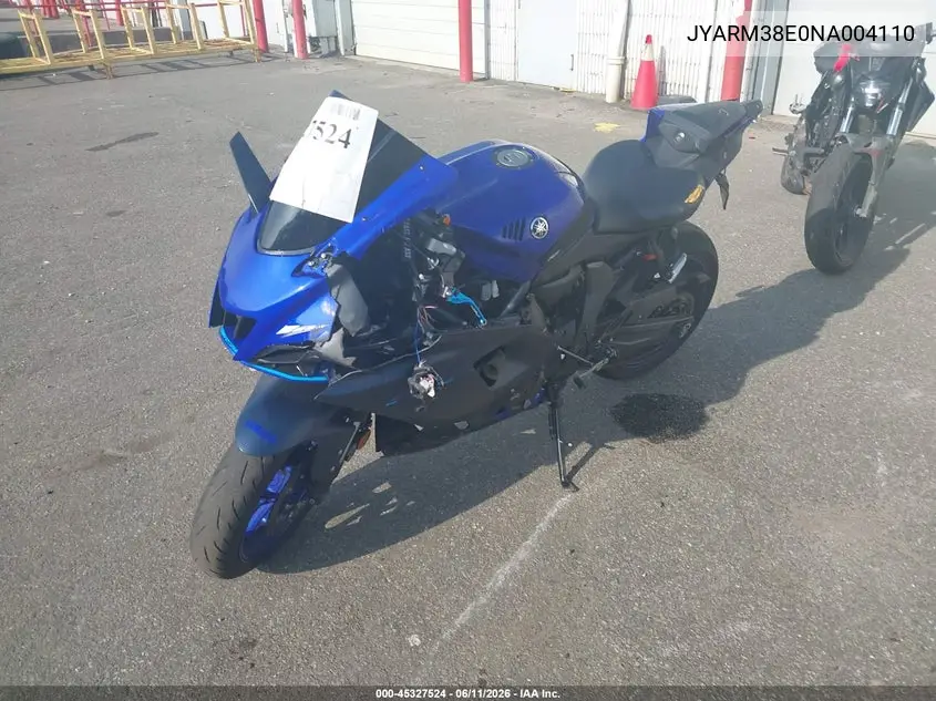 2022 Yamaha Yzfr7 VIN: JYARM38E0NA004110 Lot: 45327524