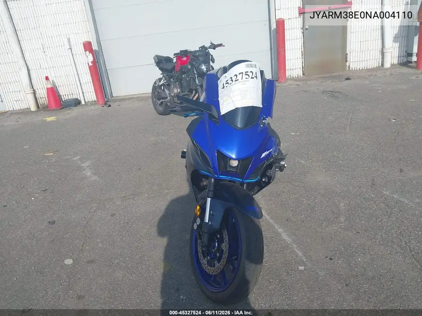 2022 Yamaha Yzfr7 VIN: JYARM38E0NA004110 Lot: 45327524