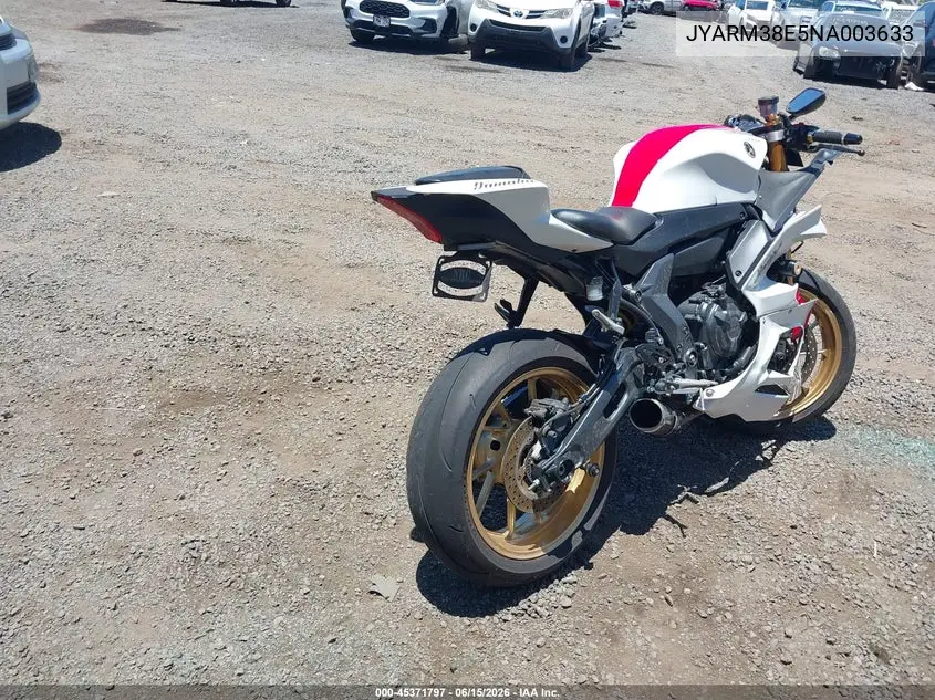 2022 Yamaha Yzfr7 VIN: JYARM38E5NA003633 Lot: 45371797