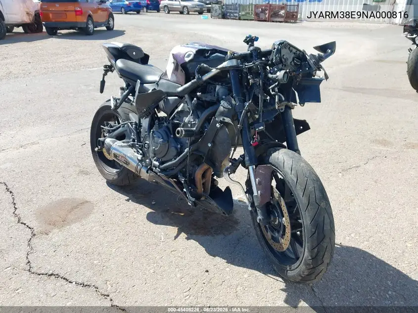 2022 Yamaha Yzfr7 VIN: JYARM38E9NA000816 Lot: 45408226