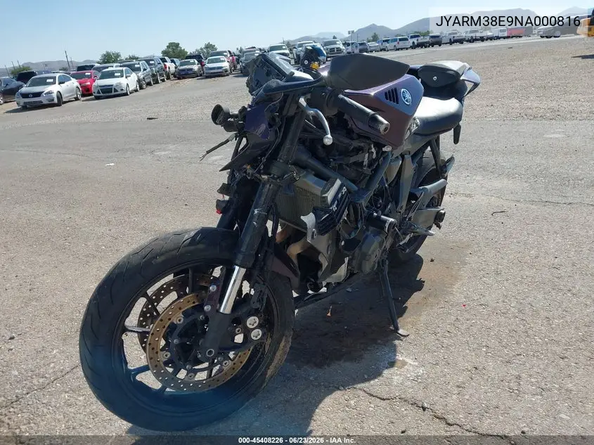 2022 Yamaha Yzfr7 VIN: JYARM38E9NA000816 Lot: 45408226