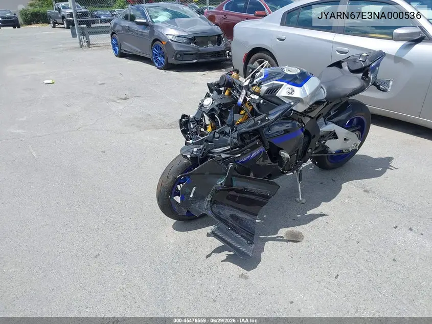 2022 Yamaha Yzfr1M VIN: JYARN67E3NA000536 Lot: 45476559