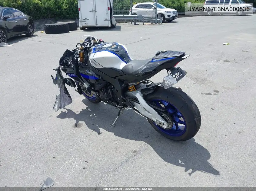 2022 Yamaha Yzfr1M VIN: JYARN67E3NA000536 Lot: 45476559