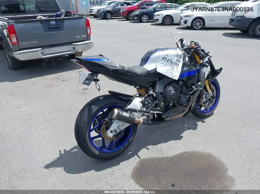 2022 Yamaha Yzfr1M VIN: JYARN67E3NA000536 Lot: 45476559