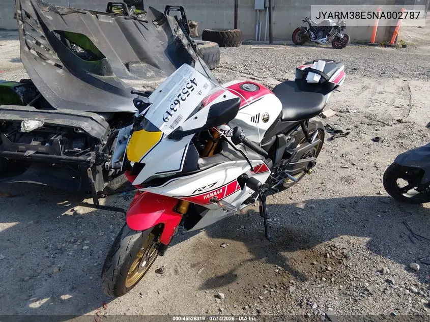 2022 Yamaha Yzfr7 VIN: JYARM38E5NA002787 Lot: 45526319