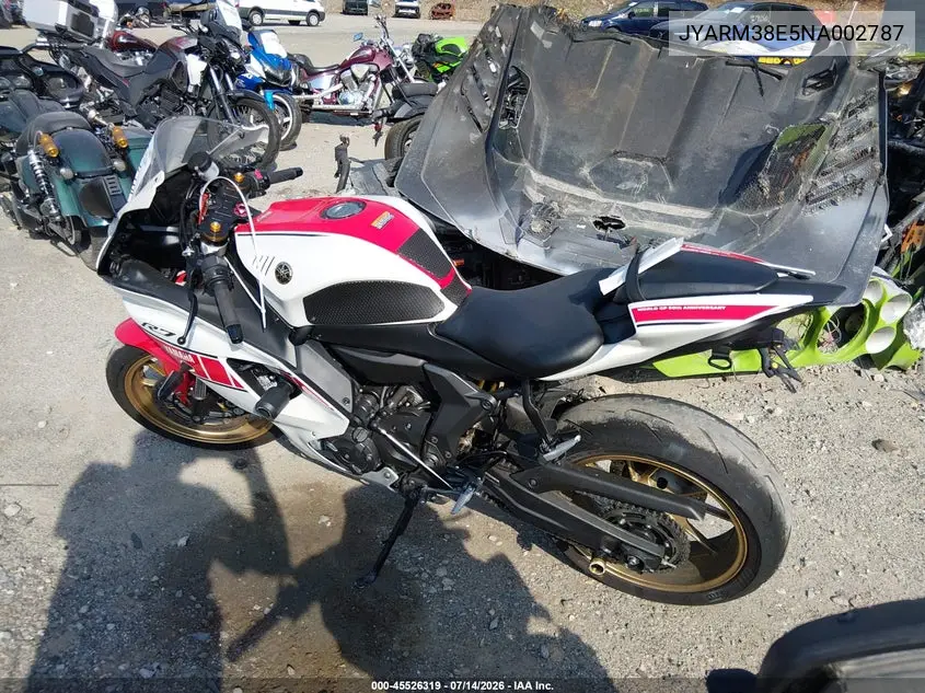 2022 Yamaha Yzfr7 VIN: JYARM38E5NA002787 Lot: 45526319
