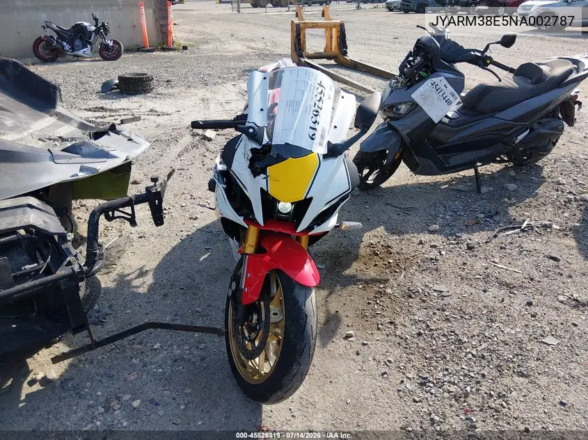 2022 Yamaha Yzfr7 VIN: JYARM38E5NA002787 Lot: 45526319