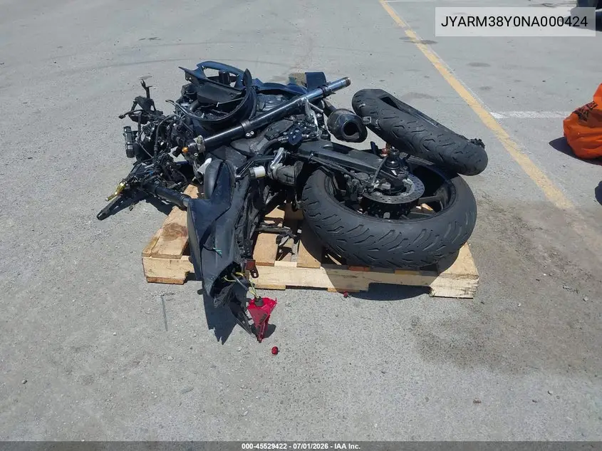 2022 Yamaha Yzfr7 VIN: JYARM38Y0NA000424 Lot: 45529422