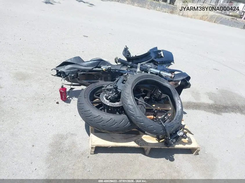 2022 Yamaha Yzfr7 VIN: JYARM38Y0NA000424 Lot: 45529422