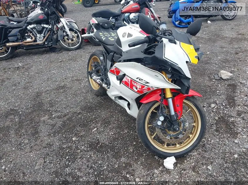 2022 Yamaha Yzfr7 VIN: JYARM38E1NA003077 Lot: 45590449