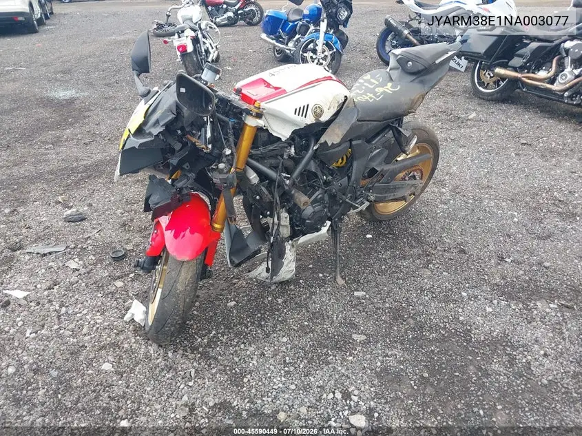 2022 Yamaha Yzfr7 VIN: JYARM38E1NA003077 Lot: 45590449