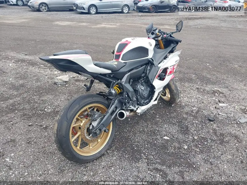 2022 Yamaha Yzfr7 VIN: JYARM38E1NA003077 Lot: 45590449