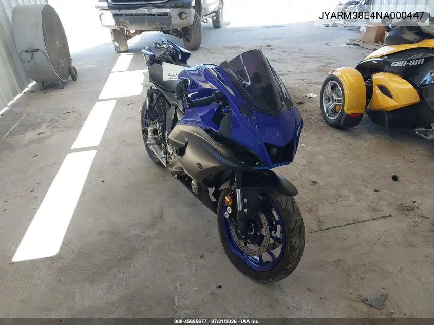 2022 Yamaha Yzfr7 VIN: JYARM38E4NA000447 Lot: 45685677