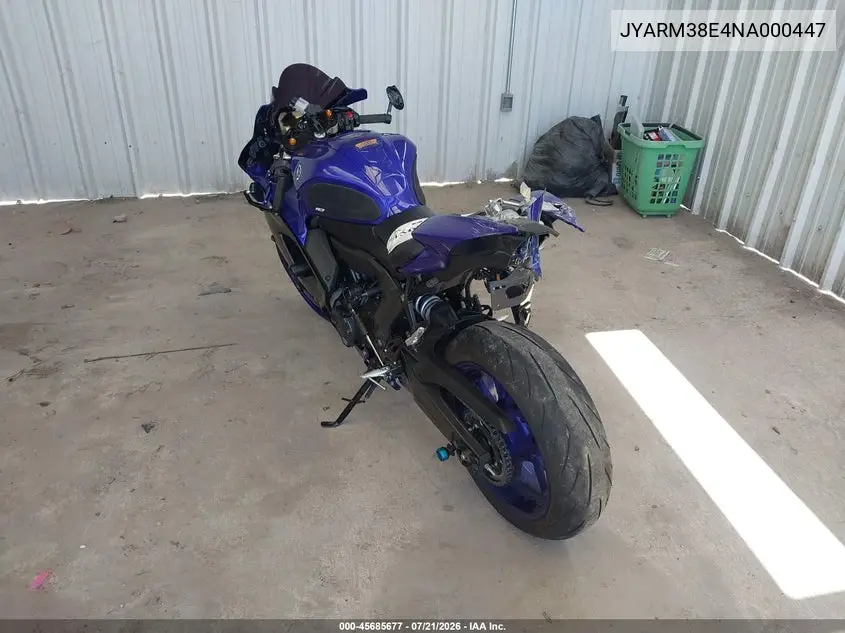 2022 Yamaha Yzfr7 VIN: JYARM38E4NA000447 Lot: 45685677