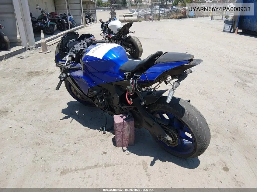 2023 Yamaha Yzfr1 VIN: JYARN66Y4PA000933 Lot: 45489242