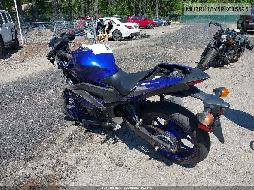 2024 Yamaha Yzfr3 A VIN: MH3RH18Y5RK015595 Lot: 44952608