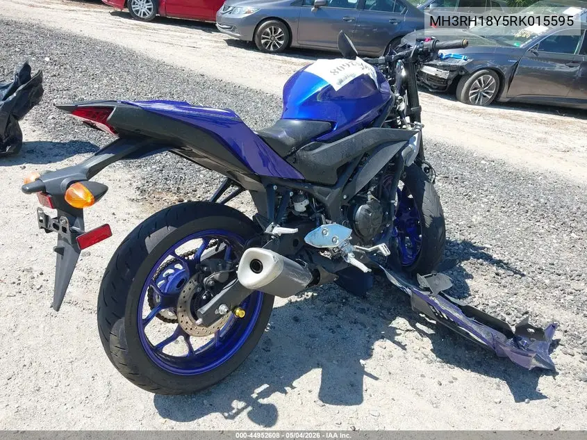 2024 Yamaha Yzfr3 A VIN: MH3RH18Y5RK015595 Lot: 44952608