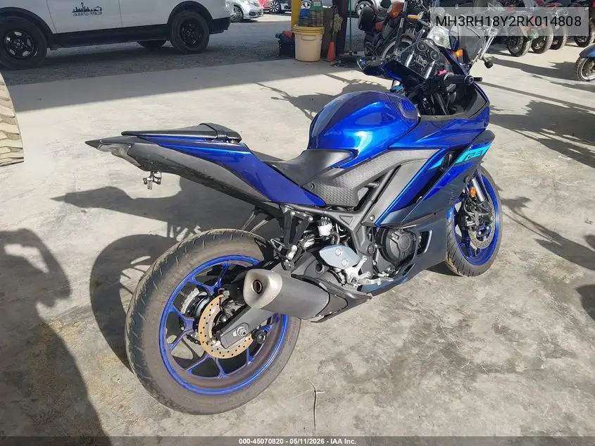 2024 Yamaha Yzfr3 A VIN: MH3RH18Y2RK014808 Lot: 45070820