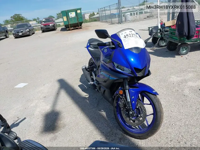 2024 Yamaha Yzfr3 A VIN: MH3RH18YXRK015088 Lot: 45227386