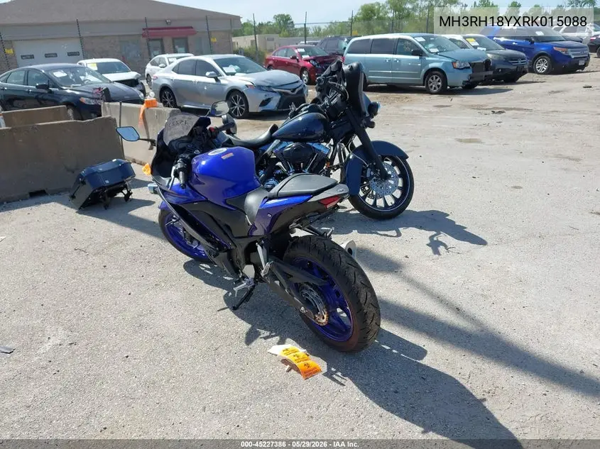 2024 Yamaha Yzfr3 A VIN: MH3RH18YXRK015088 Lot: 45227386