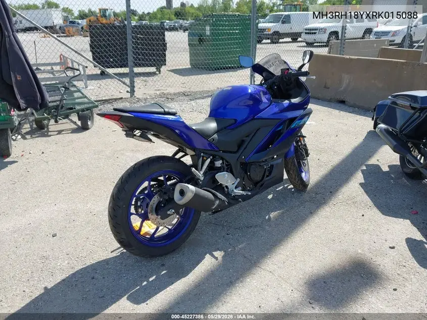 2024 Yamaha Yzfr3 A VIN: MH3RH18YXRK015088 Lot: 45227386