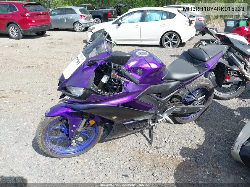 2024 Yamaha Yzfr3 A VIN: MH3RH18Y4RK015233 Lot: 45250790
