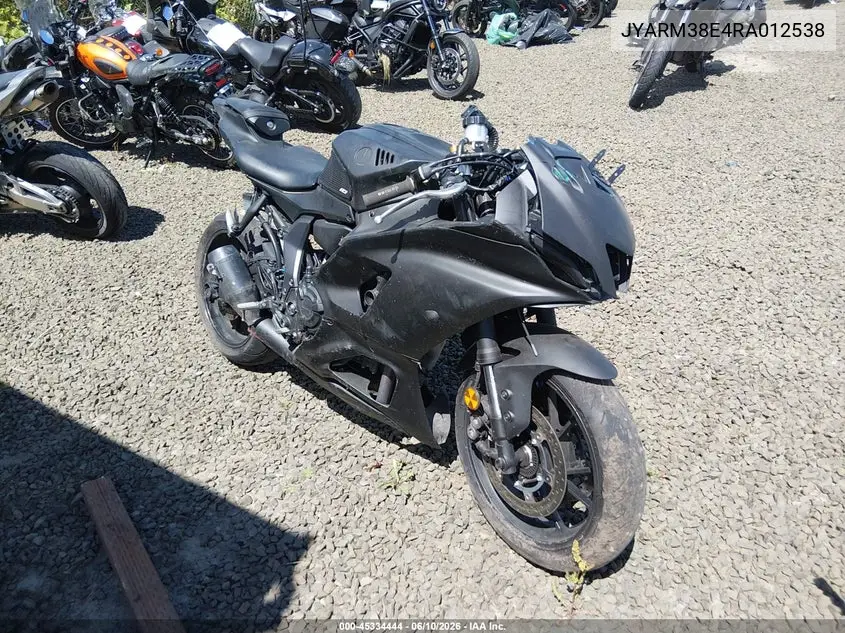 2024 Yamaha Yzfr7 VIN: JYARM38E4RA012538 Lot: 45334444