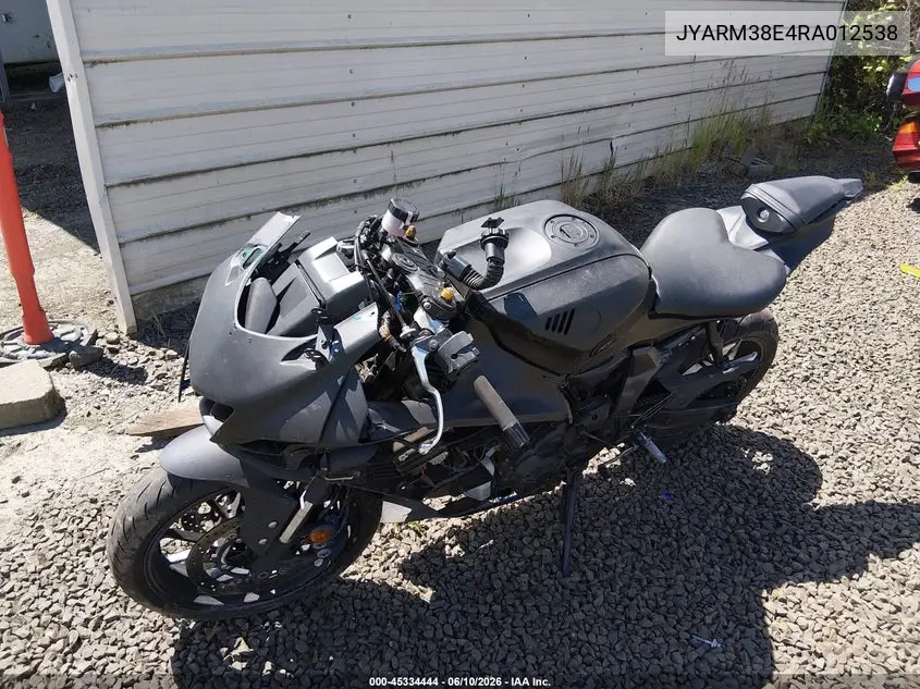 2024 Yamaha Yzfr7 VIN: JYARM38E4RA012538 Lot: 45334444