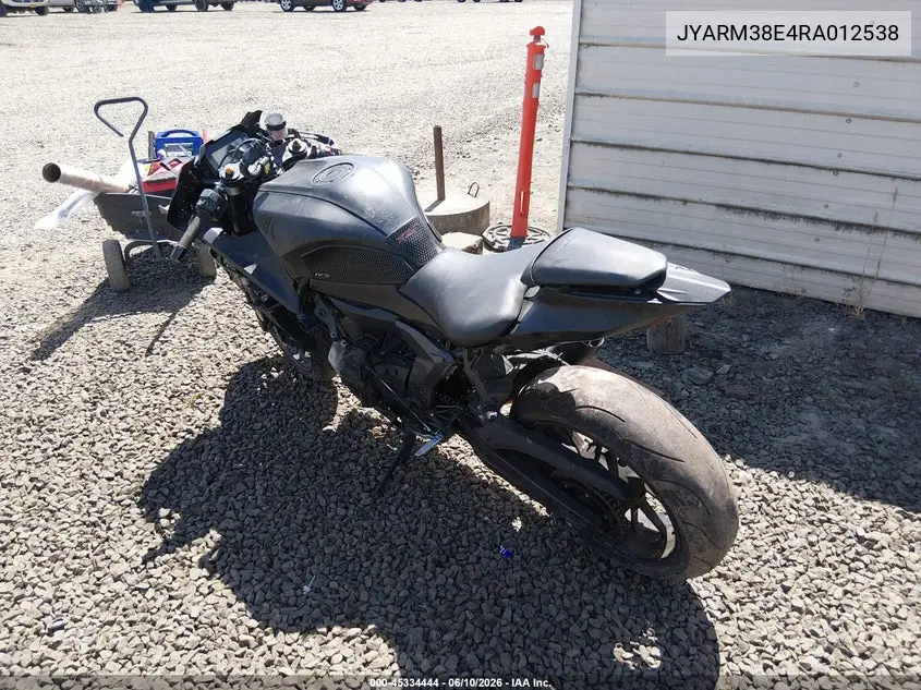 2024 Yamaha Yzfr7 VIN: JYARM38E4RA012538 Lot: 45334444