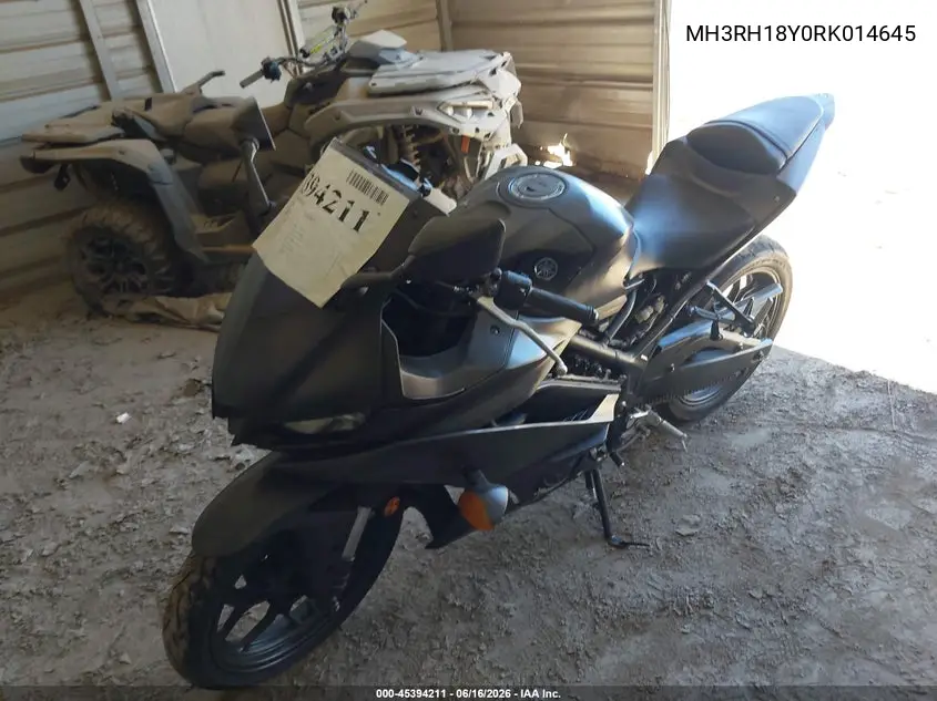 2024 Yamaha Yzfr3 A VIN: MH3RH18Y0RK014645 Lot: 45394211